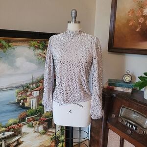 Sanctuary silver velvet squin long sleeve top Small
